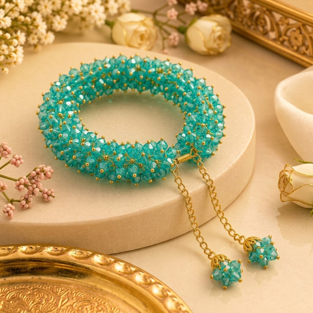 Crystal Beaded Bracelet for Girls Elegant Handmade Jewelry Bracelet by Decor Nexa
