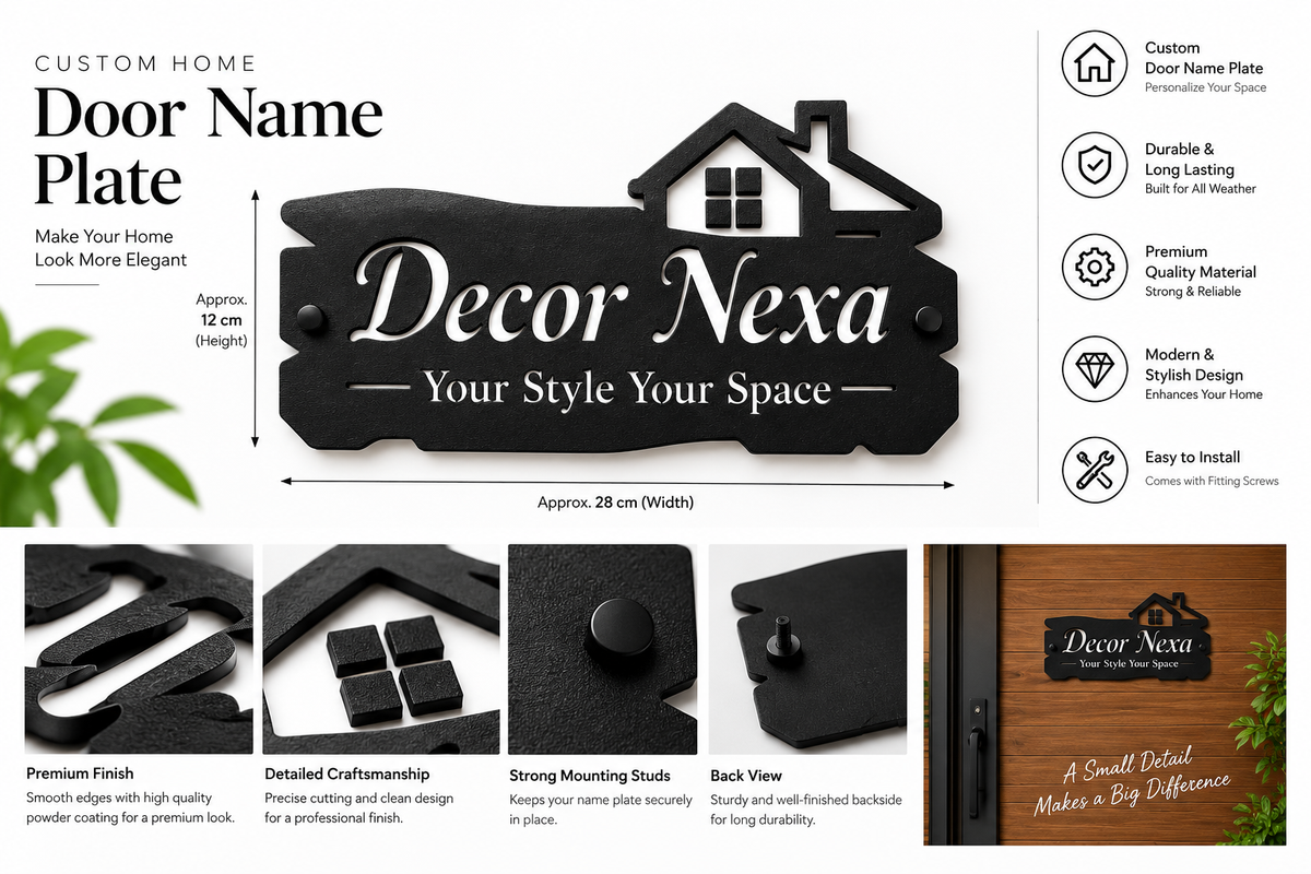 Custom Door Name Sign Home & Office Wall Decor Black & Silver Acrylic Sign Home Decor by Decor Nexa