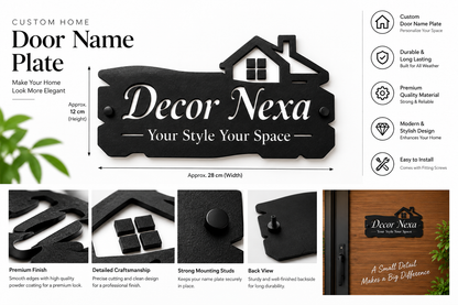 Custom Door Name Sign Home & Office Wall Decor Black & Silver Acrylic Sign Home Decor by Decor Nexa