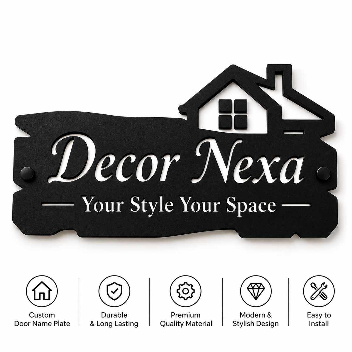 Custom Door Name Sign Home & Office Wall Decor Black & Silver Acrylic Sign Home Decor by Decor Nexa
