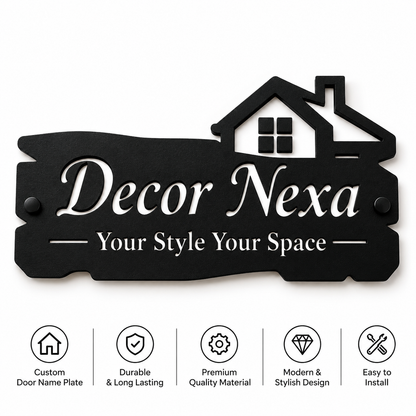 Custom Door Name Sign Home & Office Wall Decor Black & Silver Acrylic Sign Home Decor by Decor Nexa