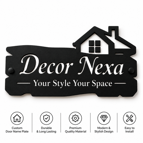 Custom Door Name Sign Home & Office Wall Decor Black & Silver Acrylic Sign Home Decor by Decor Nexa